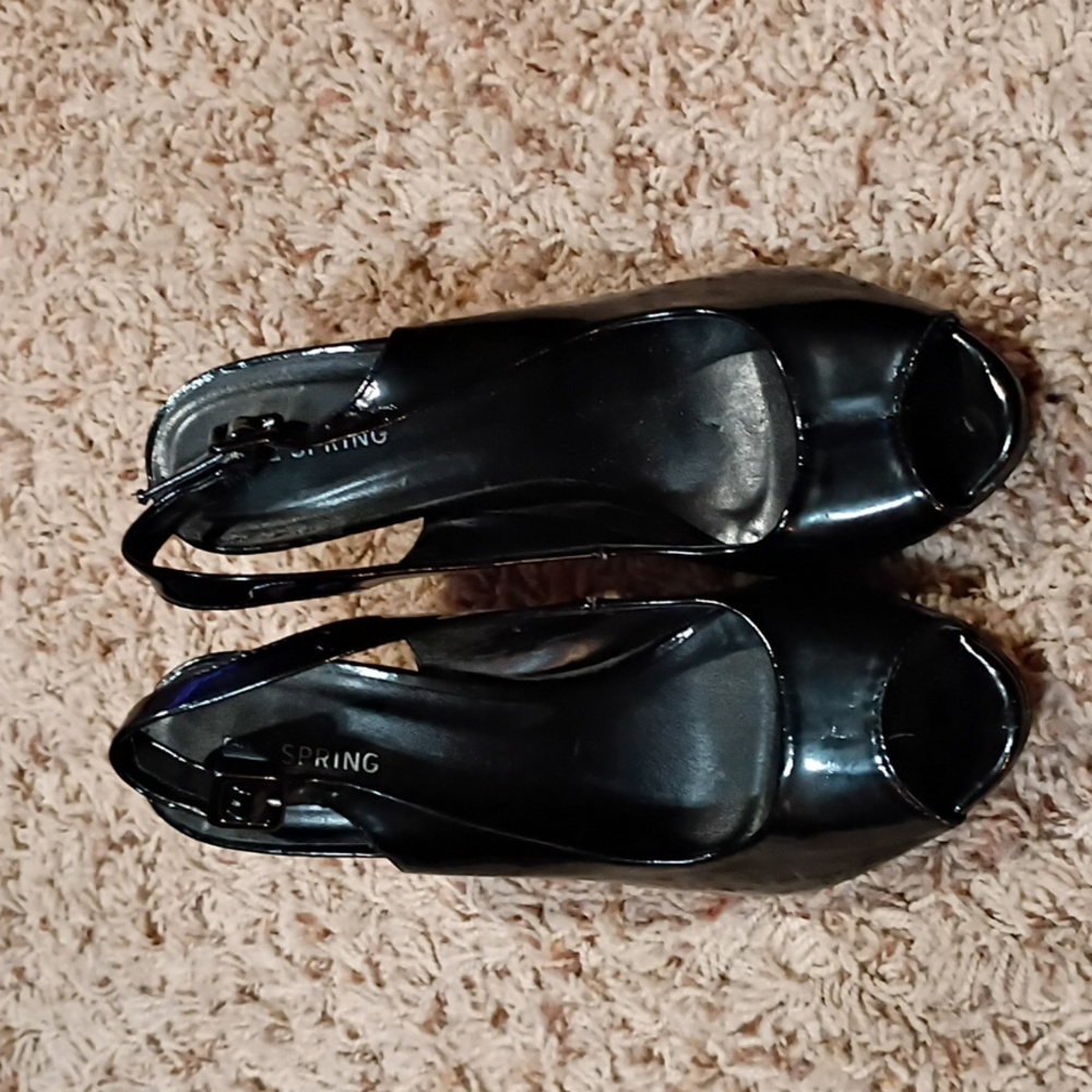 Call It Spring Black Peep Toe Heels